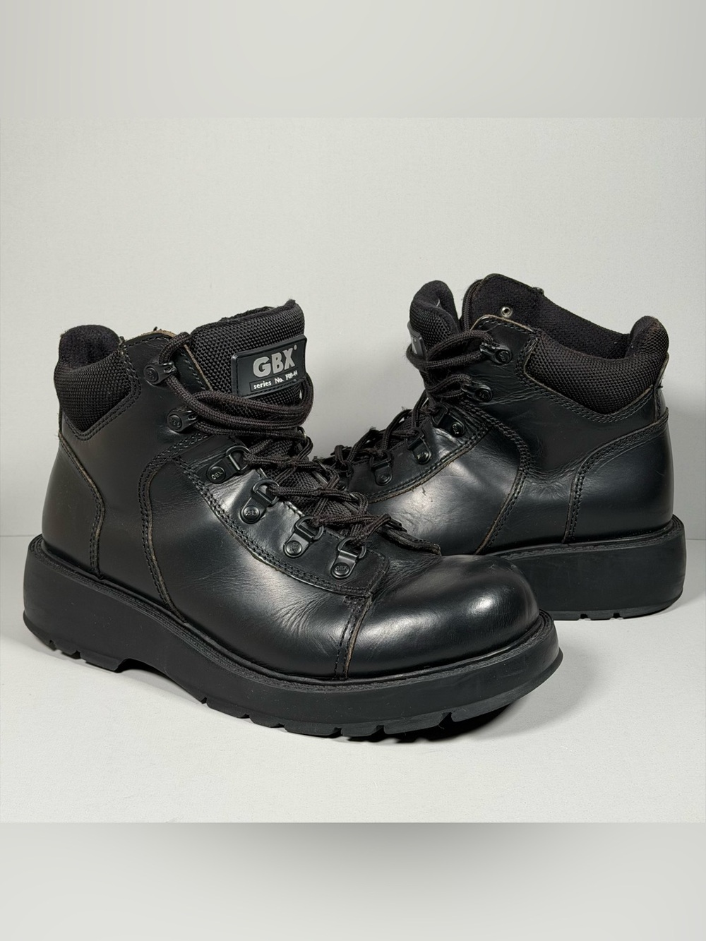 GBX Piston Mens 9 M Black Leather Chunky Platform Boots Y2K Goth Combat Hiking